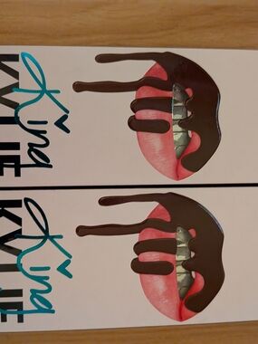 Kylie Lip Kit Box with Pink Lips and Dripping Chocolate Graphic